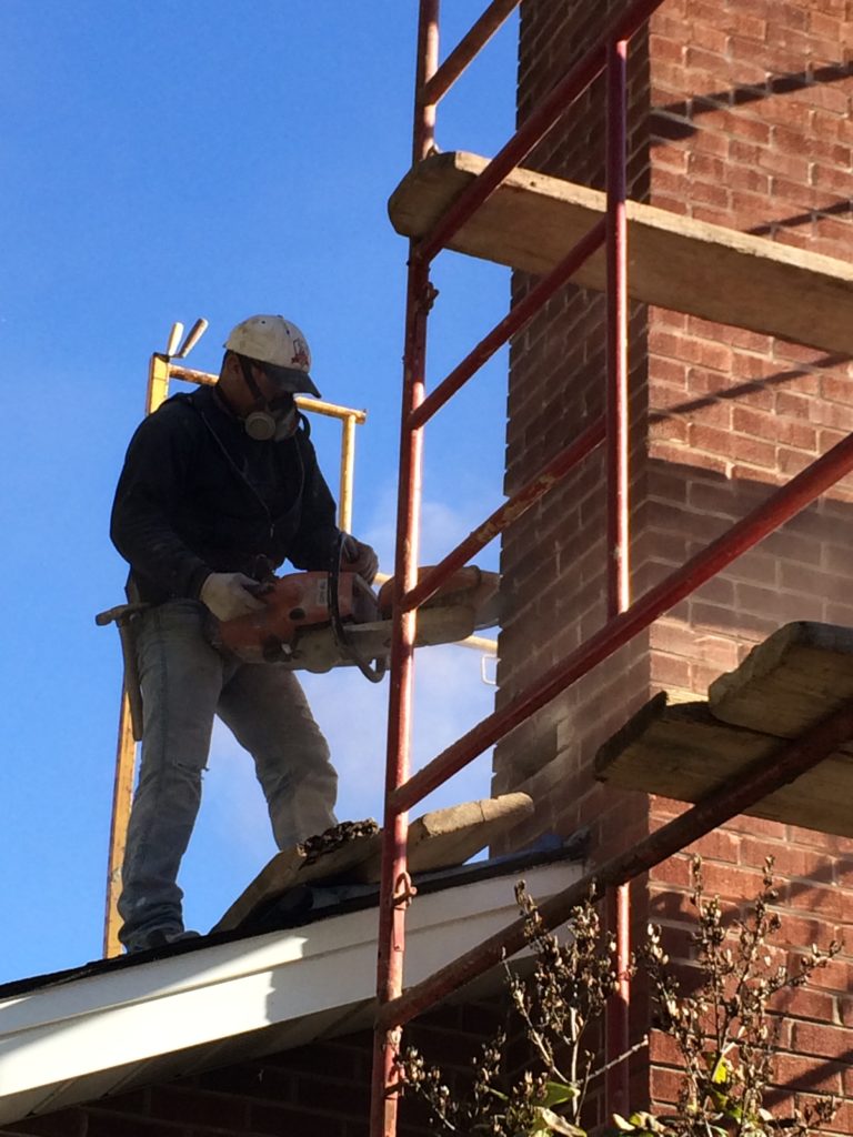 Crew on scaffold